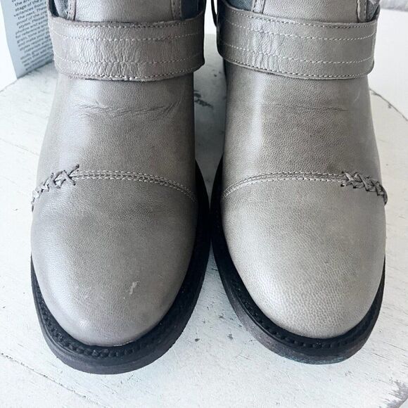 NEW Lane Boots Womens Gray Leather Canvas Mid-Calf Western Moto Style Zip Size 8 - Picture 6 of 11
